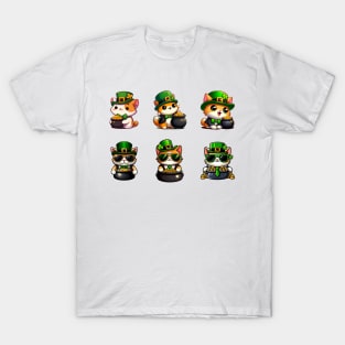 Cat Leprechauns With Pots of Gold - Stickers - Saint Patrick T-Shirt